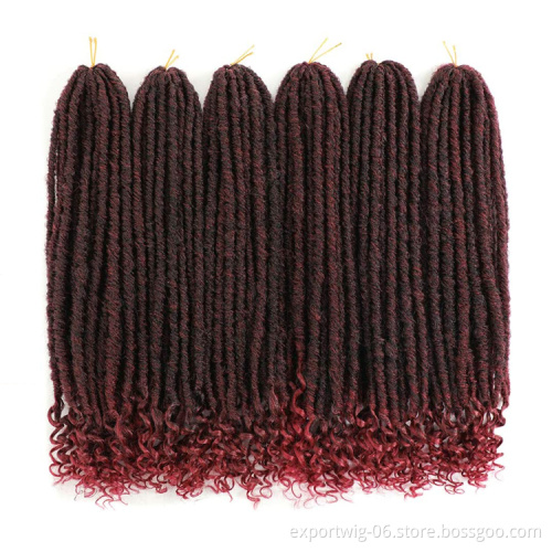 Pre Looped Soft Dreadlocks Braids Faux Locs Crochet Braid African Hair Extensions Wavy Faux  Straight Goddess Locs Ombre Synthet